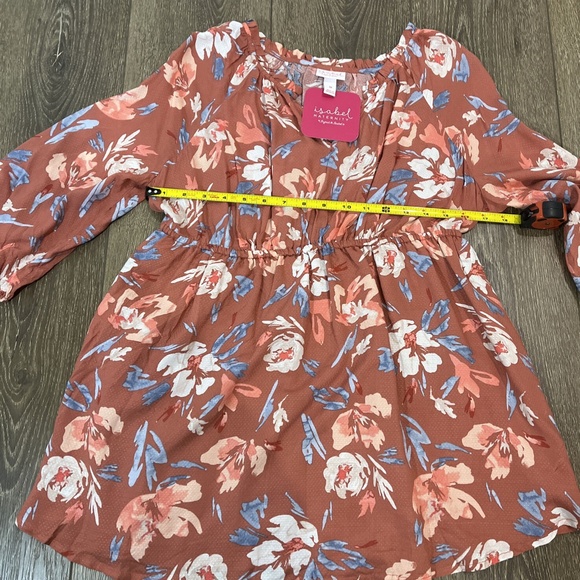 Isabel Maternity Woven Maternity Blouse Pink Floral maternity top Medium 1222 - Picture 9 of 12